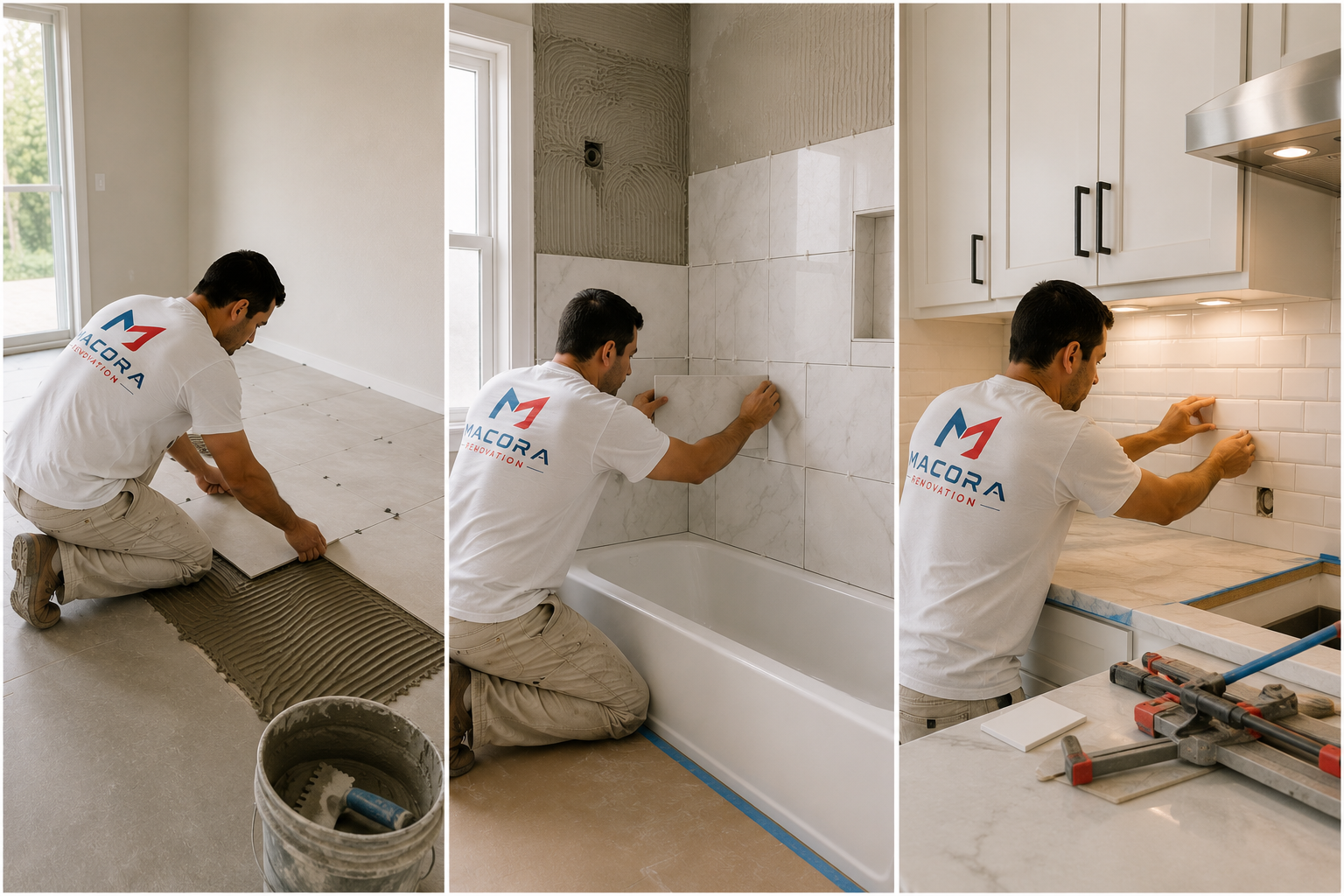 Tile installation by Macora Renovation
